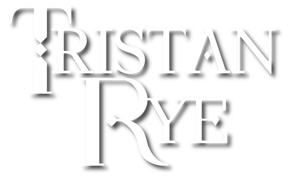 Decorative text showing Tristan Rye's author name